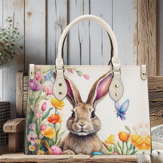 Easter Holiday Rabbit floral design or everyday bag art deco spring summer fall winter Handbag shoulder