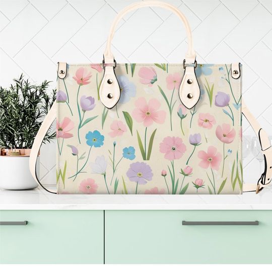 Luxury Women vegan leather Handbag tote spring summer floral flowers tote bag design summer everyday shoulder bag shoulder bag