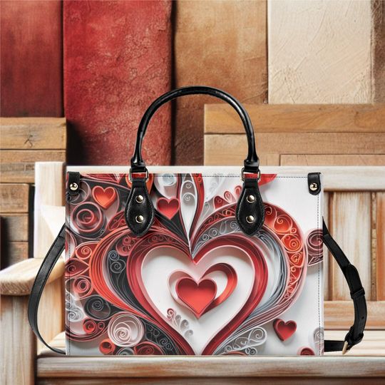 Luxury Women vegan leather Handbag tote beautiful Valentines day Holiday hearts or every day bag design