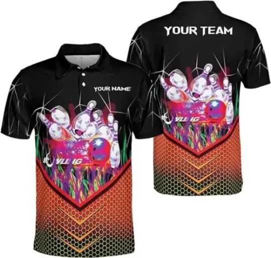 Personalized Name Bowling Polo Shirts 3D for Men and Women, Bowling Shirt