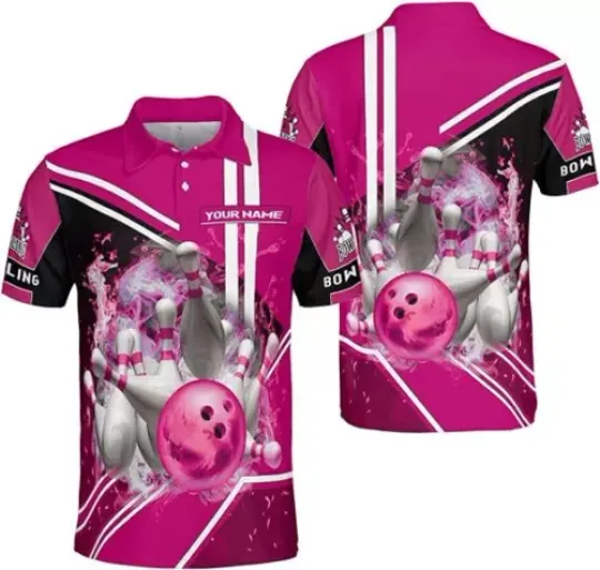 Personalized Name Bowling Polo Shirts 3D for Men and Women, Bowling Shirt