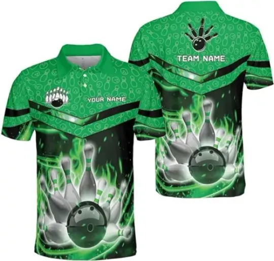Personalized Name Bowling Polo Shirts 3D for Men and Women, Bowling Shirt