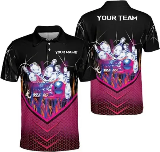 Personalized Name Bowling Polo Shirts 3D for Men and Women, Bowling Shirt