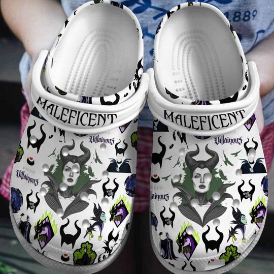 Disney Maleficent Movie Clogs Shoes, Maleficent, Maleficent Custom Slipper, Custom Clogs, Custom Clogs Shoes, Personalized Shoes, Cartoon