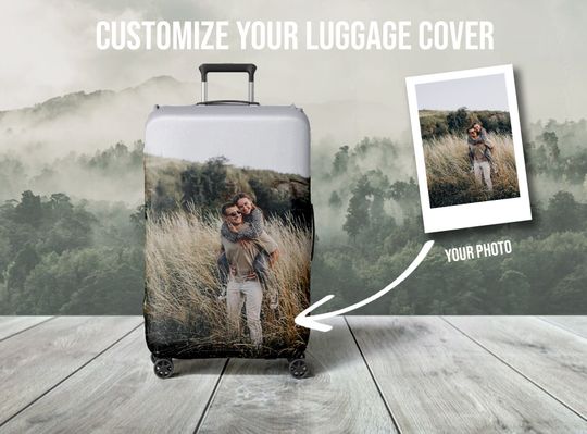 Discover Custom Photo Luggage Cover, Personalize Pet Photo Logo Suitcase Covers, Customized Luggage Wrap Suitcase Protector, honeymoon gifts