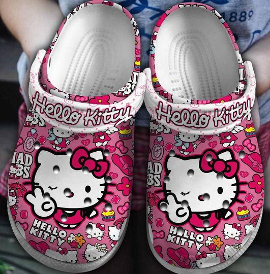 Hello Kitty Clogs Shoes, Hello Kitty Custom Slipper, Custom Clogs, Custom Clogs Shoes, Personalized Shoes