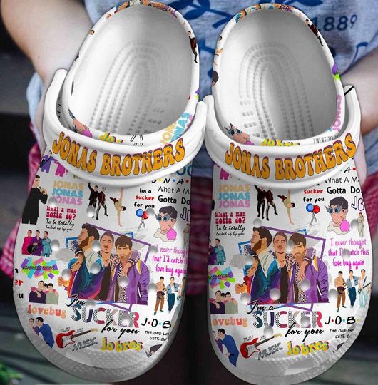 Jonas Brothers Clogs Shoes, Jonas Brothers Custom Slipper, Custom Clogs, Custom Clogs Shoes, Personalized Shoes