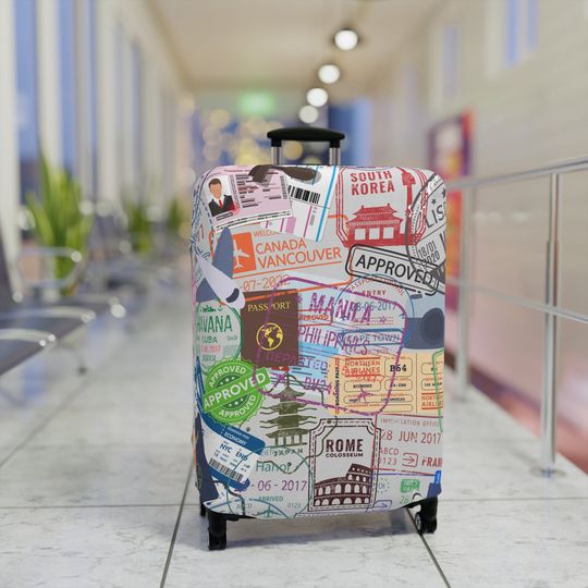 Travel Luggage Cover Protection - Suitcase + Baggage Cover - Spandex Polyester Material - Stretchable + Washable -Passport Travel Essentials