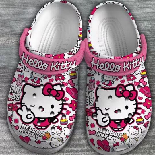 Hello Kitty Clogs Shoes, Hello Kitty Custom Slipper, Custom Clogs, Custom Clogs Shoes, Personalized Shoes
