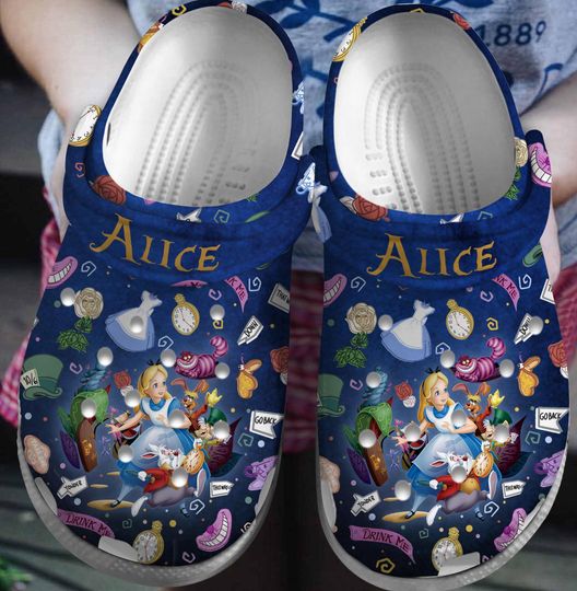 Alice in Wonderland Clogs Shoes, Alice in Wonderland Custom Slipper, Custom Clogs, Custom Clogs Shoes, Personalized Shoes