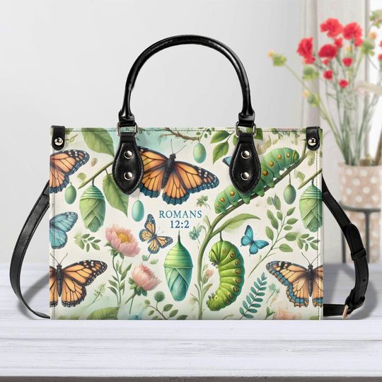 Butterfly Romans 12:2 Women's leather handbag | Women's Day Gift | Gift For Mom
