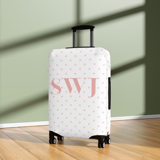 Monogram Luggage Cover, Custom Suitcase Protector, Personalized Travel Bag Sleeve, Name Initials Travel Gear, Gifts for Travelers