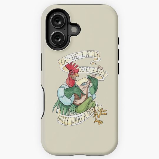 Alan-A-Dale Rooster : OO-De-Lally Golly What A Day Tattoo Watercolor Painting Robin Hood iPhone Case