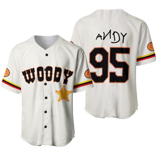Discover Disney Toy Story Woody Andy 95 2 Sided Baseball Jersey