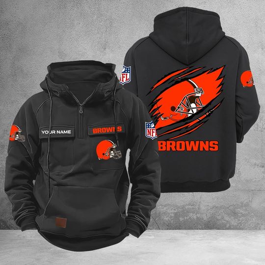 Personalized Cleveland Browns Cargo Hoodie, Game Day Shirt, Gift For Men