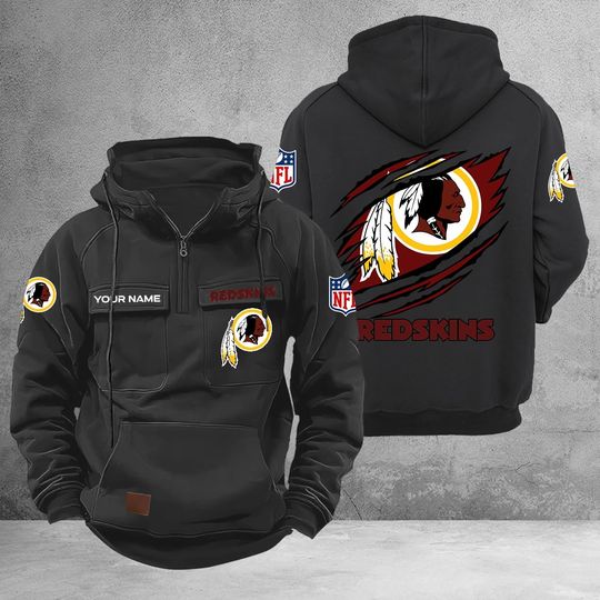 Personalized Washington Redskin Cargo Hoodie, Game Day Shirt, Gift For Men