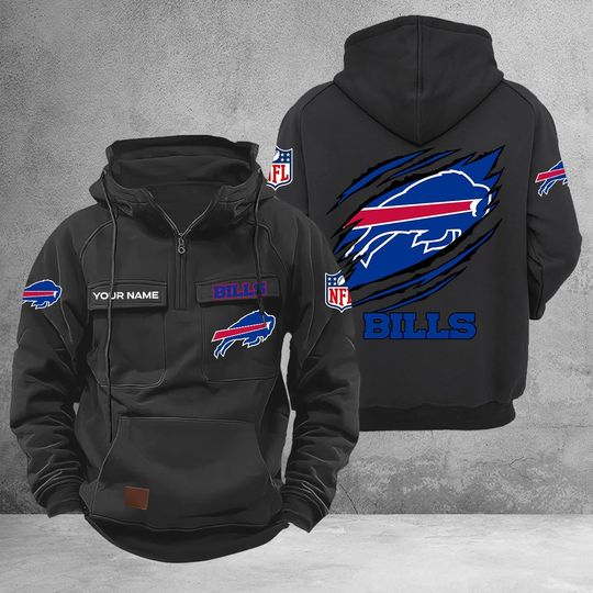 Personalized Buffalo Bills Cargo Hoodie, Game Day Football, Sunday Football