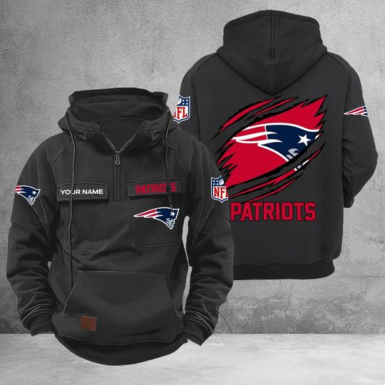 Personalized New England Patriots Cargo Hoodie, Game Day Football, Sunday Football