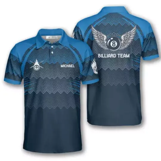 Blue Mountain Custom Billiard Shirts for Men, Men's Billiard Polo Shirts