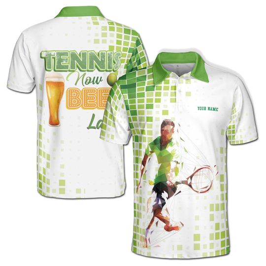 Customized Tennis Now Beer Later Men's Polo Shirt