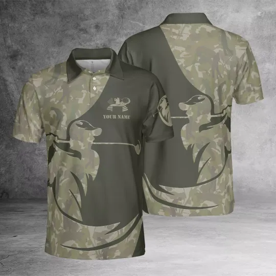 Custom Name Tribal Golf Military Camouflage 3D Polo Shirt