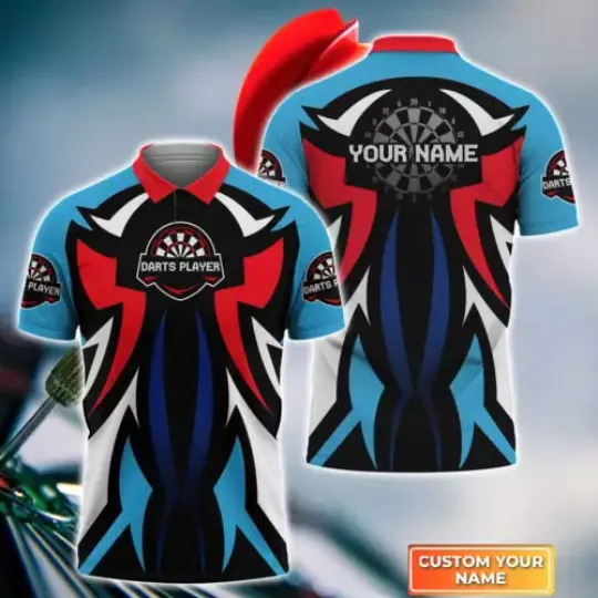 Darts Personalized Name 3D Polo Shirt, Gift For Darts Player, Dart Team Shirts