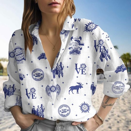 Supernatural Linen Shirt, Winchester Brothers Women Shirt, Supernatural Long Sleeve Shirt, Movie Lover Shirt For Her, Dean Winchester