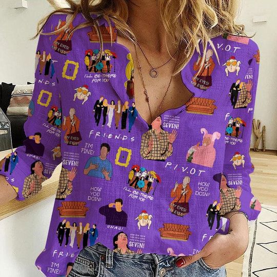 Friends Series Button Shirt, Matthew Perry Casual Shirt, Friends Chandler Blouse Women Shirt, Friends Tv Show Long Sleeve Shirt