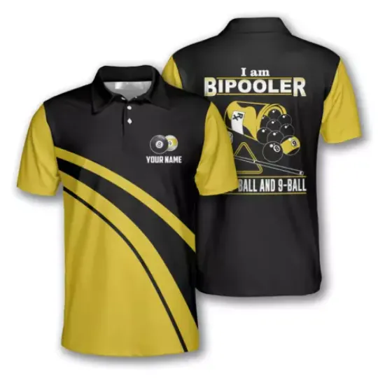 Billiard Bipooler Yellow Black Custom Billiard Shirts for Men