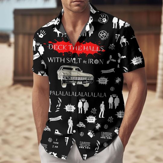 Supernatural Button Shirt And Shorts, Deck The Halls Men Shirt, Winchester Brothers Shirt For Women, Supernatural Button Down Shirt