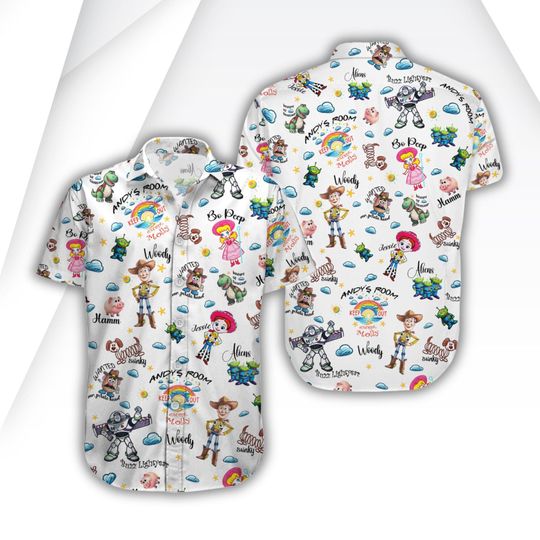 Toy Story Button Up Shirt, Toy Story Woody Shirt Men, Buzz Lightyear Men Shirt, Slinky Dog Shirt For Him, Valentine Gift, Disney Shirt