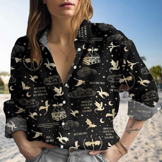 My House My Chair My Woman Shirt, Fourth Wing Iron Flame Linen Shirt, Dragon Rider Casual Shirt, Basgiath War College Women Blouses