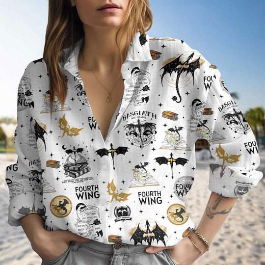 Fourth Wing T-Shirt, Dragon Rider Linen Shirt, Basgiath War College Blouse Women Shirt, Ya Fantasy Books Gift, Long Sleeve Shirt For Mom