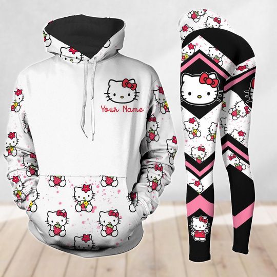 Hello Kitty Hoodie And Legging Set, Custom Kitty Cat Shirt, My Melody Tee, Kawaii Lovers Shirt, Funny Womens Legging, Gift For Her