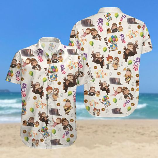 Carl And Ellie Button Shirt, Disney Pixar Shirt, Up Movie Hawaiian Shirt, Magic Kingdom Holiday Shirt, Disney Couple Tee, Gift For Fan