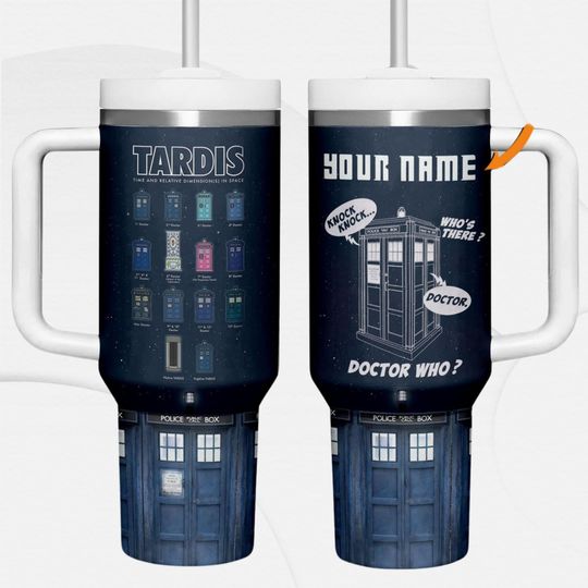 Custom Doctor Who 40oz Tumbler, Tardis Police Box Stainless Tumbler, Dr Who Tv Series Tumbler Women, Valentine Gift, Tardis Tumbler