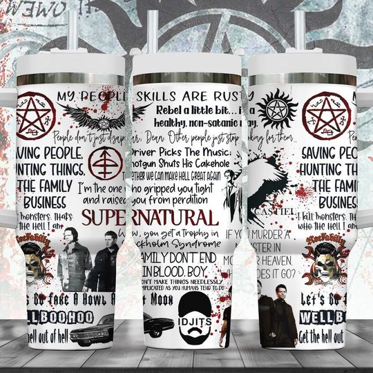 Supernatural Stainless Tumbler, Winchester Brothers 40oz Tumbler, Dean Winchester Drinkware Tumbler, Supernatural Movie Tumbler