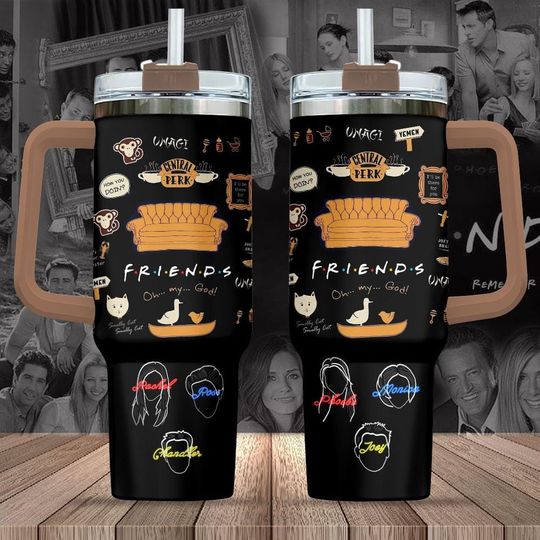 Friends Movie Stainless Tumbler, Central Perk Tumbler With Straw, Friends 40oz Tumbler, Valentine Gift, Perk Coffee Drinkware Tumbler