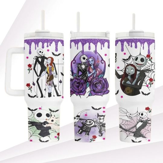 Jack And Sally Stainless Tumbler, Jack Skellington Valentine Tumbler, Happy Valentine Tumbler, Disney Movie Tumbler, Disneyland Trip