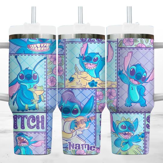 Custom Stitch 40oz Tumbler, Disney Stitch Stainless Tumbler, Stitch Hawaii Tumbler Cup, Magic Kingdom Steel Tumbler, Ohana Means Family