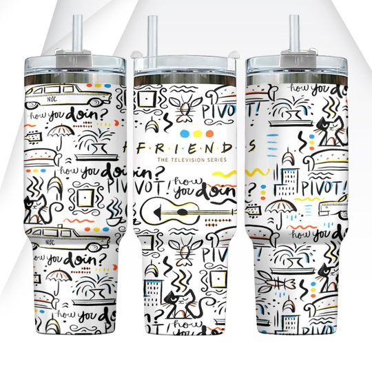Friends Movie Stainless Tumbler, Chandler Bing 40oz Tumbler, Central Perk Coffee Steel Tumbler, Tv Series Tumbler Cup, Valentine Gift