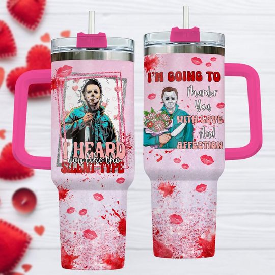 Discover Michael Myers Valentine 40oz Tumbler, Horror Get A Man Tumbler Cup, Michael Myers Mugshot Tumbler, Boyfriend Girlfriend Gift