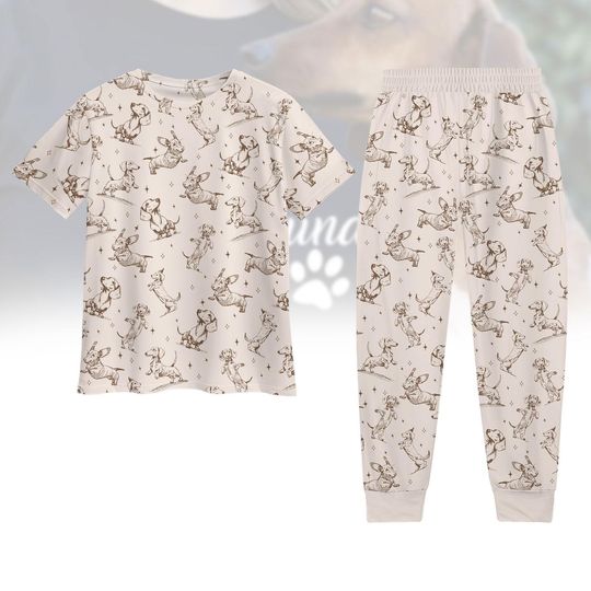 Dachshund Dog Tshirt And Pants, Dog Lover Gift, Pet Shirt, Dog Lover Shirt For Women, Dachshund Pajamas, Animal Lover Shirt For Her
