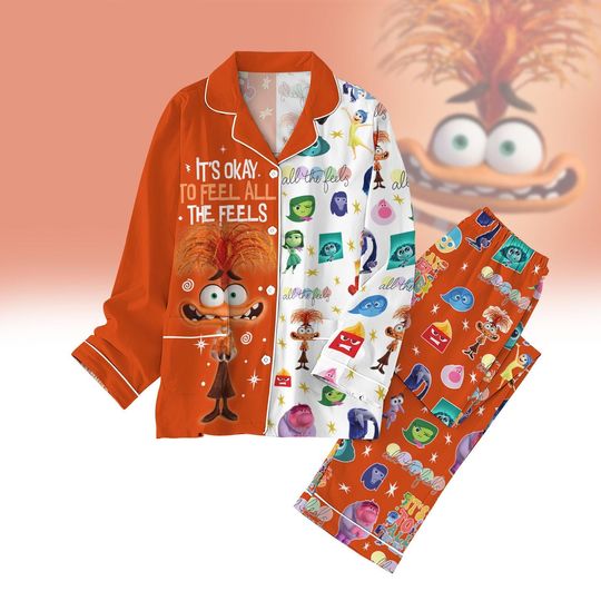 Inside Out Anxiety Pajamas Set, Inside Out 2 Pajamas, Disneyland Trip Women Pajamas, Disney Pjs, Disney Emotions Men Pajamas