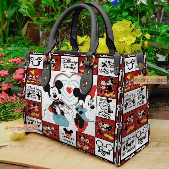 Mickey Disney Leather Handbag, Mickey Disney Woman Handbag, Shoulder Bag, Vintage Crossbody Bag, Top Handle Bag