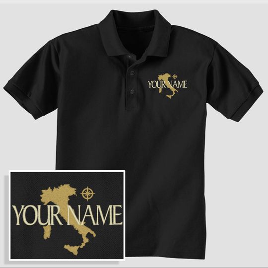Custom Italian Heritage Polo, Personalized Embroidered 3-button Golf Shirt, Boot Italy Peninsula, Gift Friend Family Myself Partner Parent