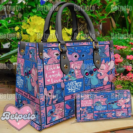 Disney Lilo Stitch Christmas Leather Handbag, Lilo Stitch Christmas Shoulder Bag, Crossbody Bag, Top Handle Bag, Christmas Gift