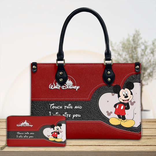 Disney Mouse Handbag, Mickey Mouse Leather Handbag For Her, Women Bag, Travel Bag Gift, No Wallet
