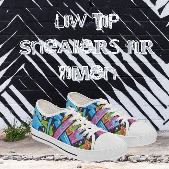 Low Top Canvas Sneakers for Women|Graffiti Design|Summer Shoes|Colorful Sneakers|Ladies Casual Shoes|Low Tops|Gift for Her|Summer Shoes
