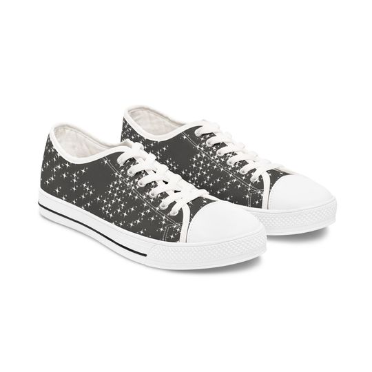 Grey Sparkling Sneakers Women's Low Top Shoes, Trendy Footwear, Casual Style, Unique Gifts for Her, Comfy & Stylish, Summer Vibes